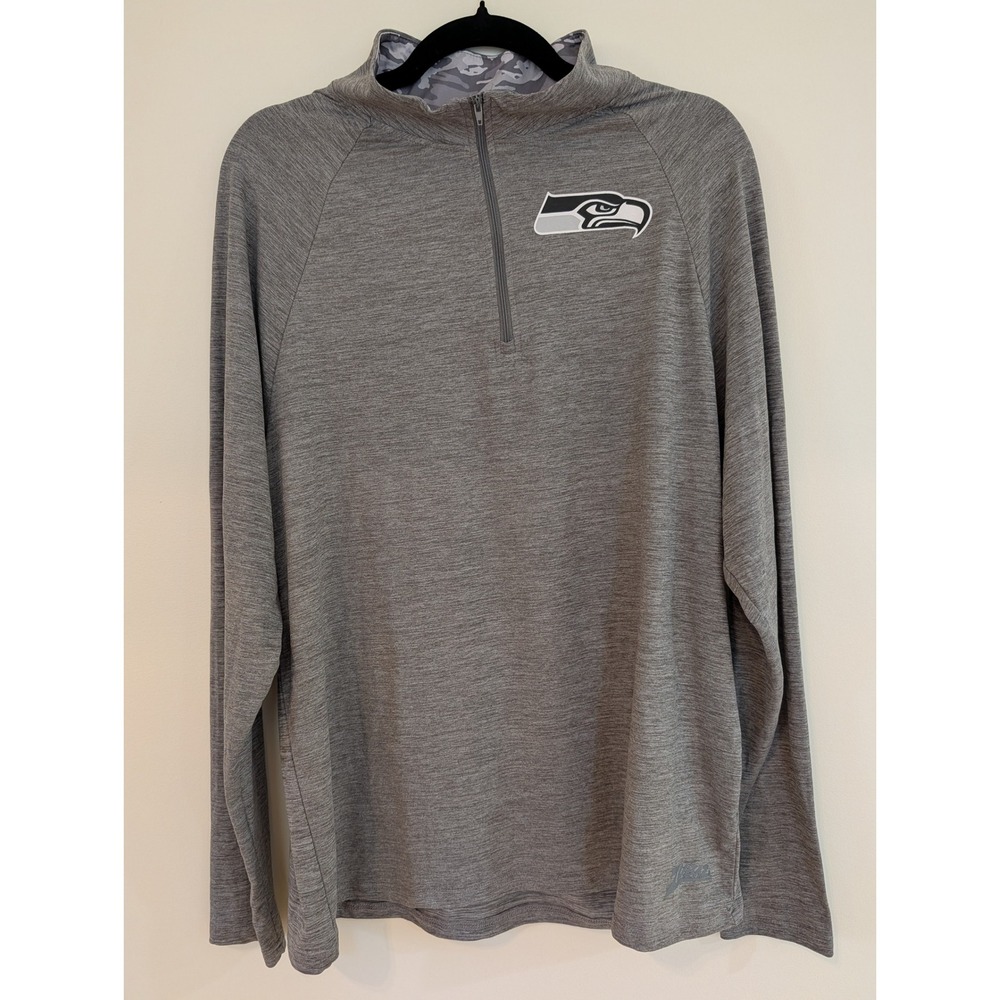 Zubaz Seattle Seahawks 1/4 Zip Pullover Mens Large L Gray NFL Heathered